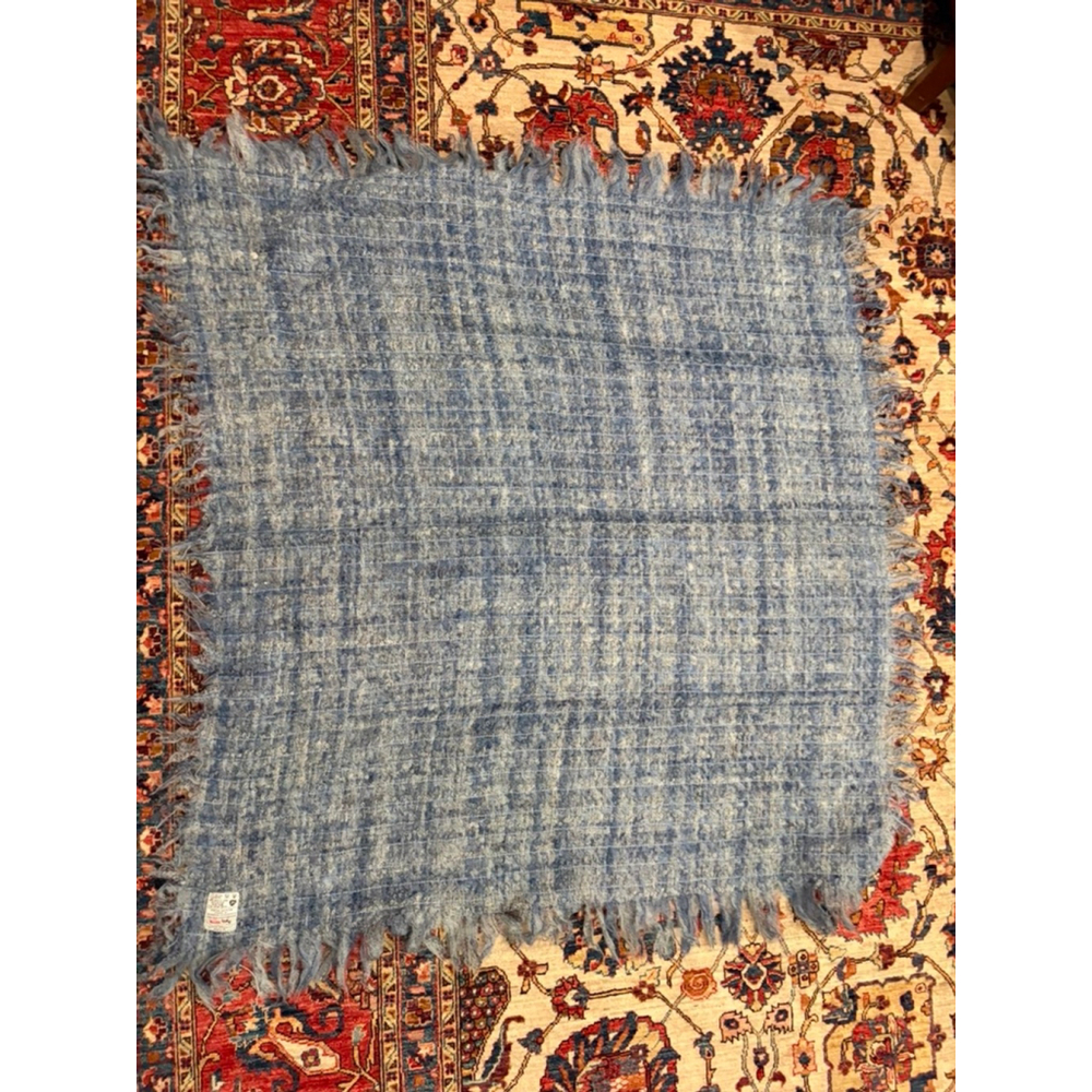 Avoca Handweavers Wool Throw Blanket Blue Fringe Made Ireland Vintage